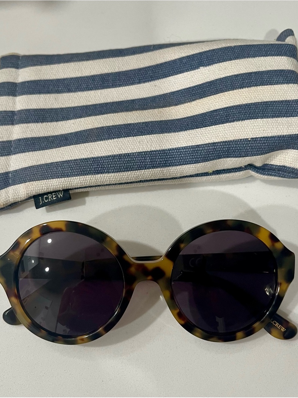 J. Crew Round Tortoiseshell Sunglasses with Dark Lenses